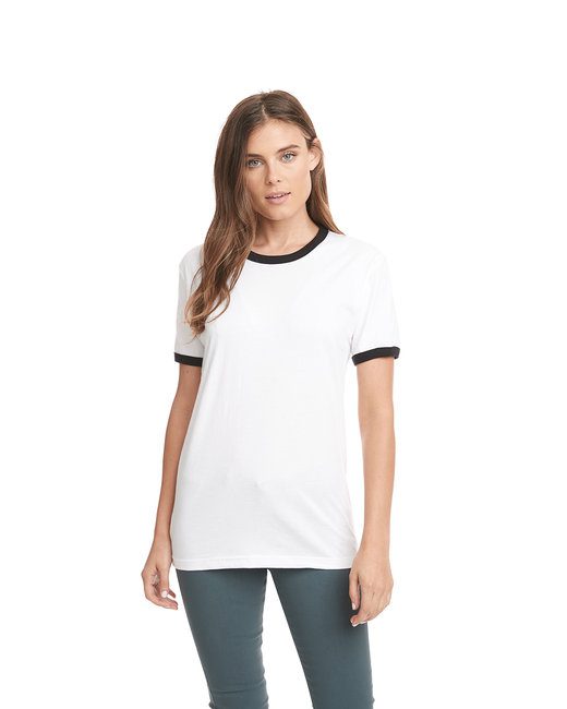 Next Level Unisex Ringer T-Shirt #3604 White / Black