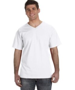 Fruit of the Loom Adult HD Cotton™ V-Neck T-Shirt #39VR White Front