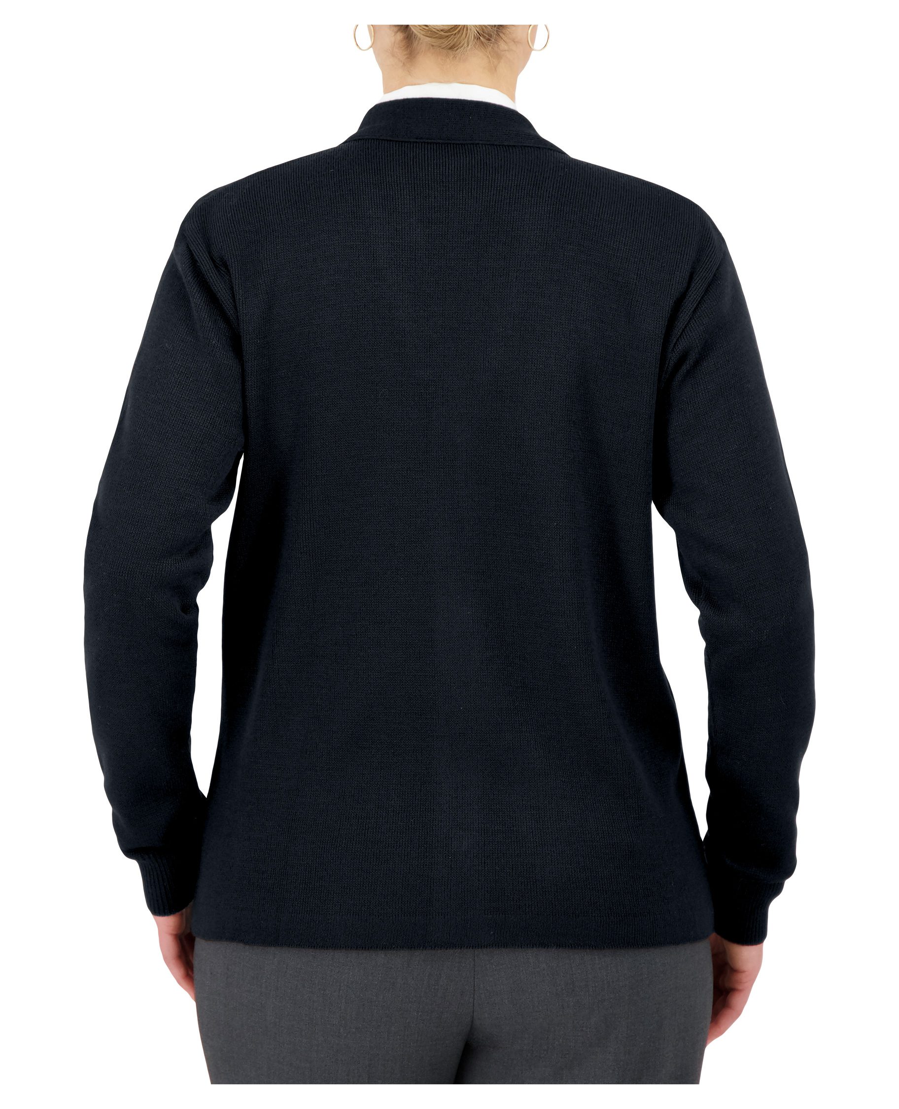 Cobmex V-Neck Long Sleeve Button Front Cardigan #4005 Navy Back