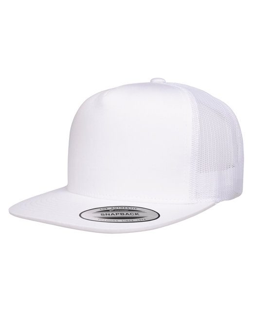 Yupoong Adult 5-Panel Classic Trucker Cap #6006 White Front