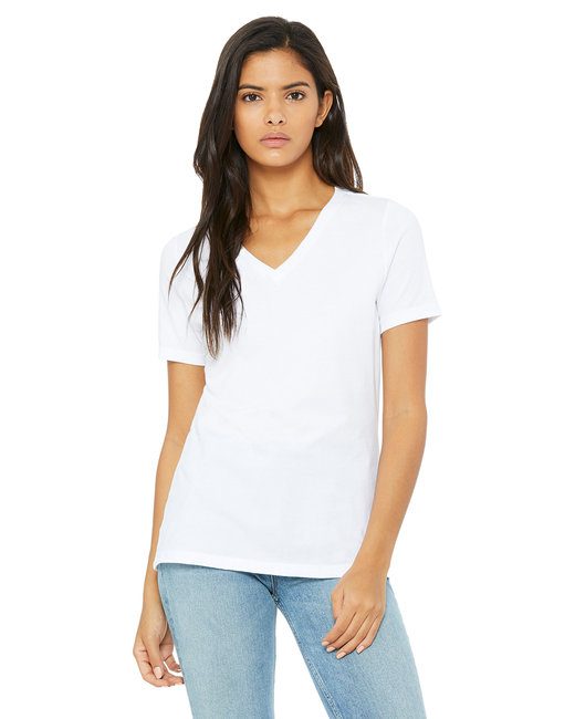 Bella + Canvas Ladies' Relaxed Jersey V-Neck T-Shirt #6405 White