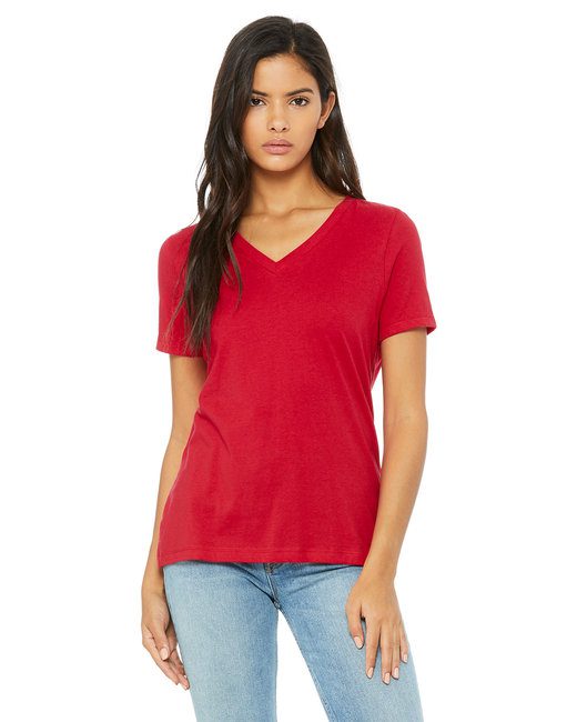 Bella + Canvas Ladies' Relaxed Jersey V-Neck T-Shirt #6405 Red