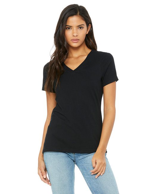 Bella + Canvas Ladies' Relaxed Jersey V-Neck T-Shirt #6405 Black