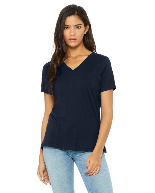 Bella + Canvas Ladies' Relaxed Jersey V-Neck T-Shirt #6405 Navy