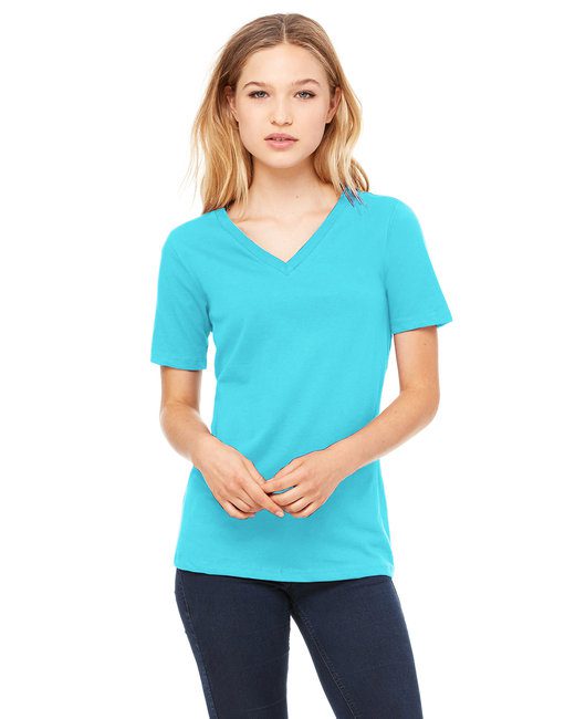 Bella + Canvas Ladies' Relaxed Jersey V-Neck T-Shirt #6405 Turquoise