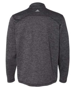 Adidas Brushed Terry Heathered Quarter-Zip Pullover #A284 Black Heather / Mid Grey Back