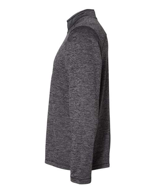 Adidas Brushed Terry Heathered Quarter-Zip Pullover #A284 Black Heather / Mid Grey Side