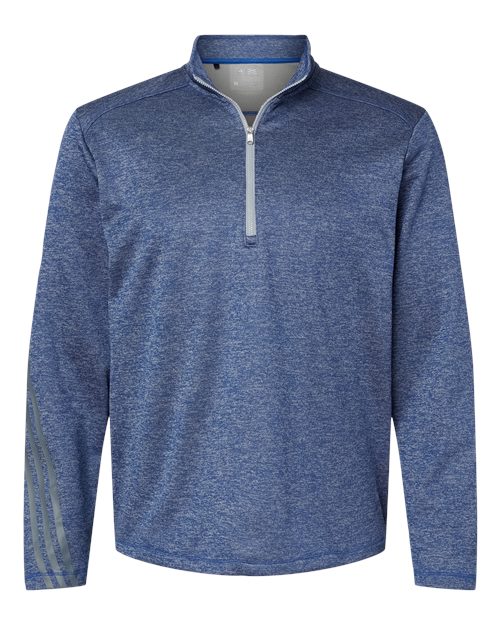 Adidas Brushed Terry Heathered Quarter-Zip Pullover #A284 Collegiate Royal Heather / Mid Grey