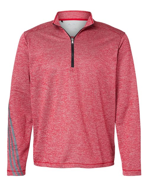 Adidas Brushed Terry Heathered Quarter-Zip Pullover #A284 Power Red Heather / Black