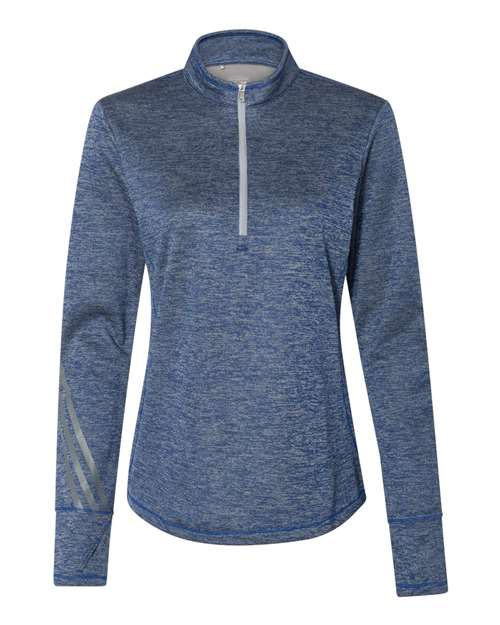 Adidas Women's Brushed Terry Heathered Quarter-Zip Pullover #A285 Collegiate Royal Heather / Mid Grey