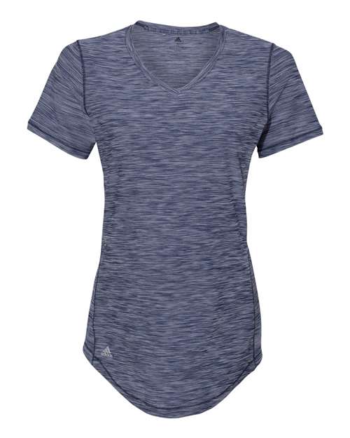 Adidas Women's Mèlange Tech V-Neck T-Shirt #A373 Navy Melange