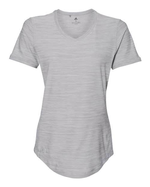 Adidas Women's Mèlange Tech V-Neck T-Shirt #A373 Mid Grey Melange