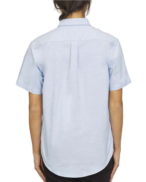 Van Heusen Women's Oxford Short Sleeve Shirt #18CV301 Blue Back