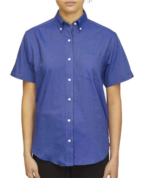 Van Heusen Women's Oxford Short Sleeve Shirt #18CV301 French Blue