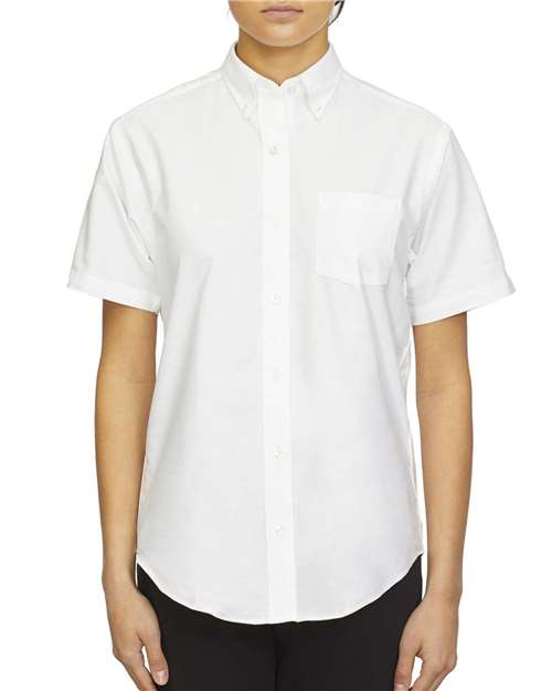 Van Heusen Women's Oxford Short Sleeve Shirt #18CV301 White