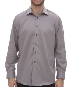 Calvin Klein Non-Iron Dobby Dress Shirt #18CK029 Grey Front