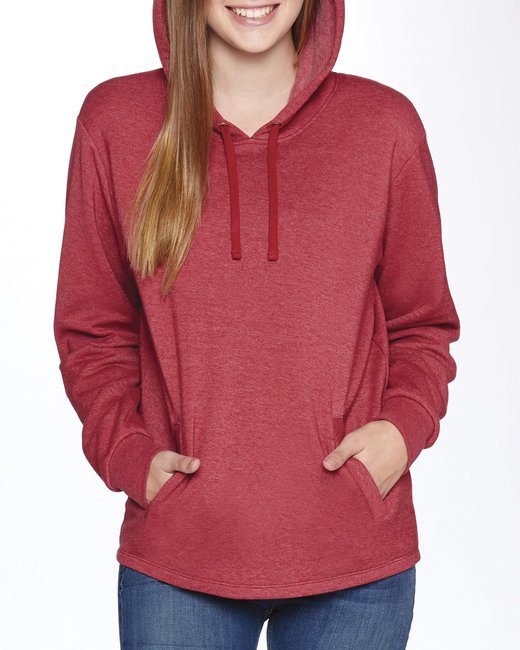 Next Level Adult Malibu Welt Pocket Hooded Sweatshirt #9300 Heather Cardinal