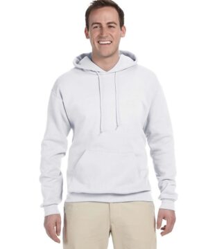 Jerzees Adult 8 oz., NuBlend® Fleece Pullover Hooded Sweatshirt #996 White Front