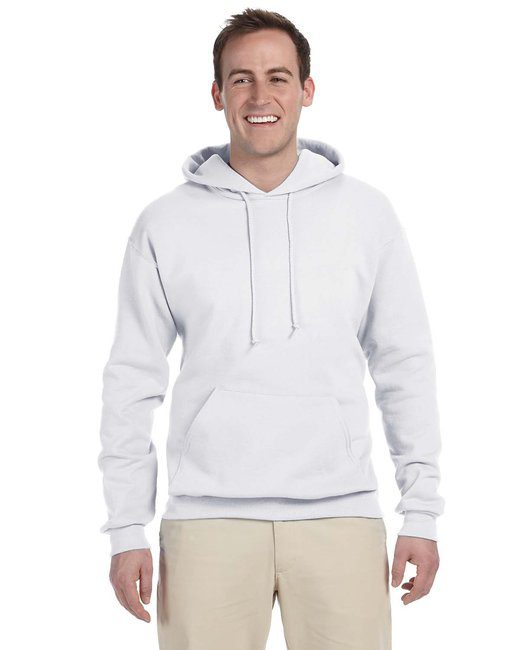 Jerzees Adult 8 oz., NuBlend® Fleece Pullover Hooded Sweatshirt #996 White Front