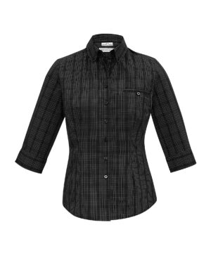 Biz Collection Ladies Harper 3/4 Sleeve Shirt #S820LT Black / Silver
