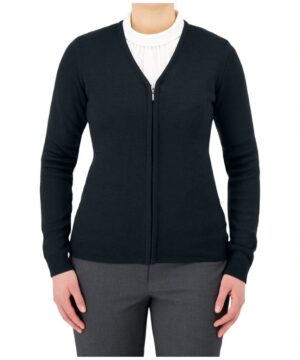Cobmex Ladies V-Neck Zip Cardigan #4209 Navy Front