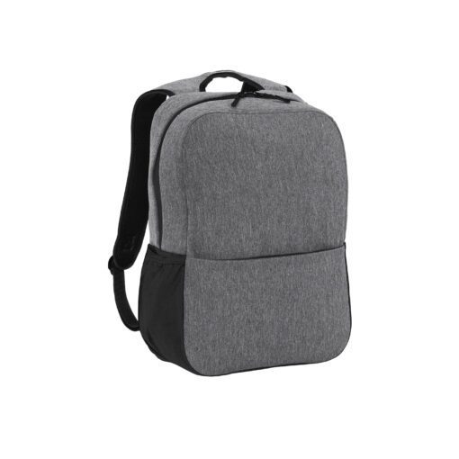 Port Authority® Access Square Backpack #BG218 Heather Grey / Black Front