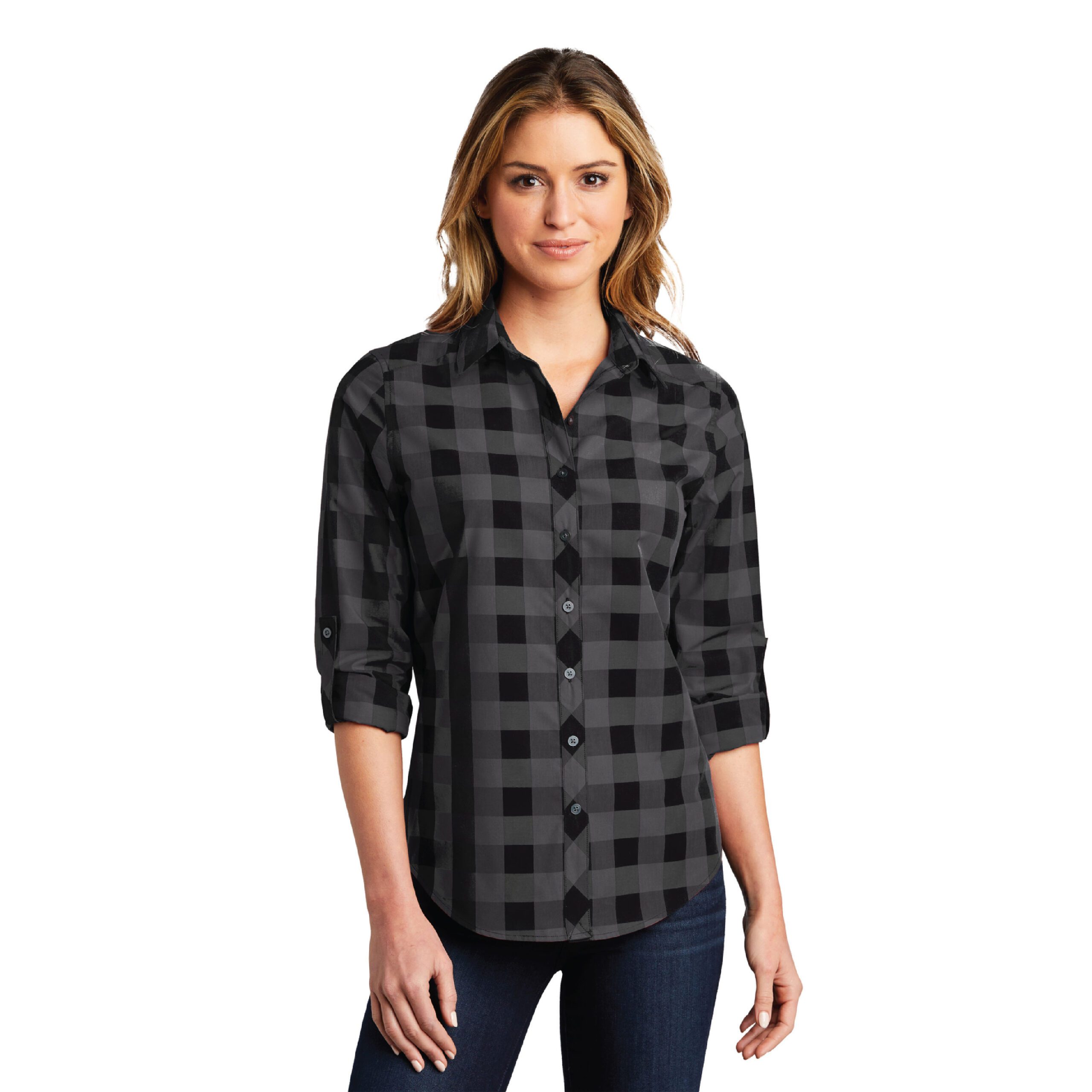 Port Authority® Ladies Everyday Plaid Shirt #LW670 Black