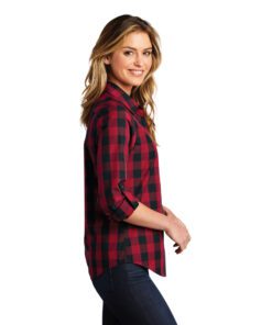 Port Authority® Ladies Everyday Plaid Shirt #LW670 Red Side