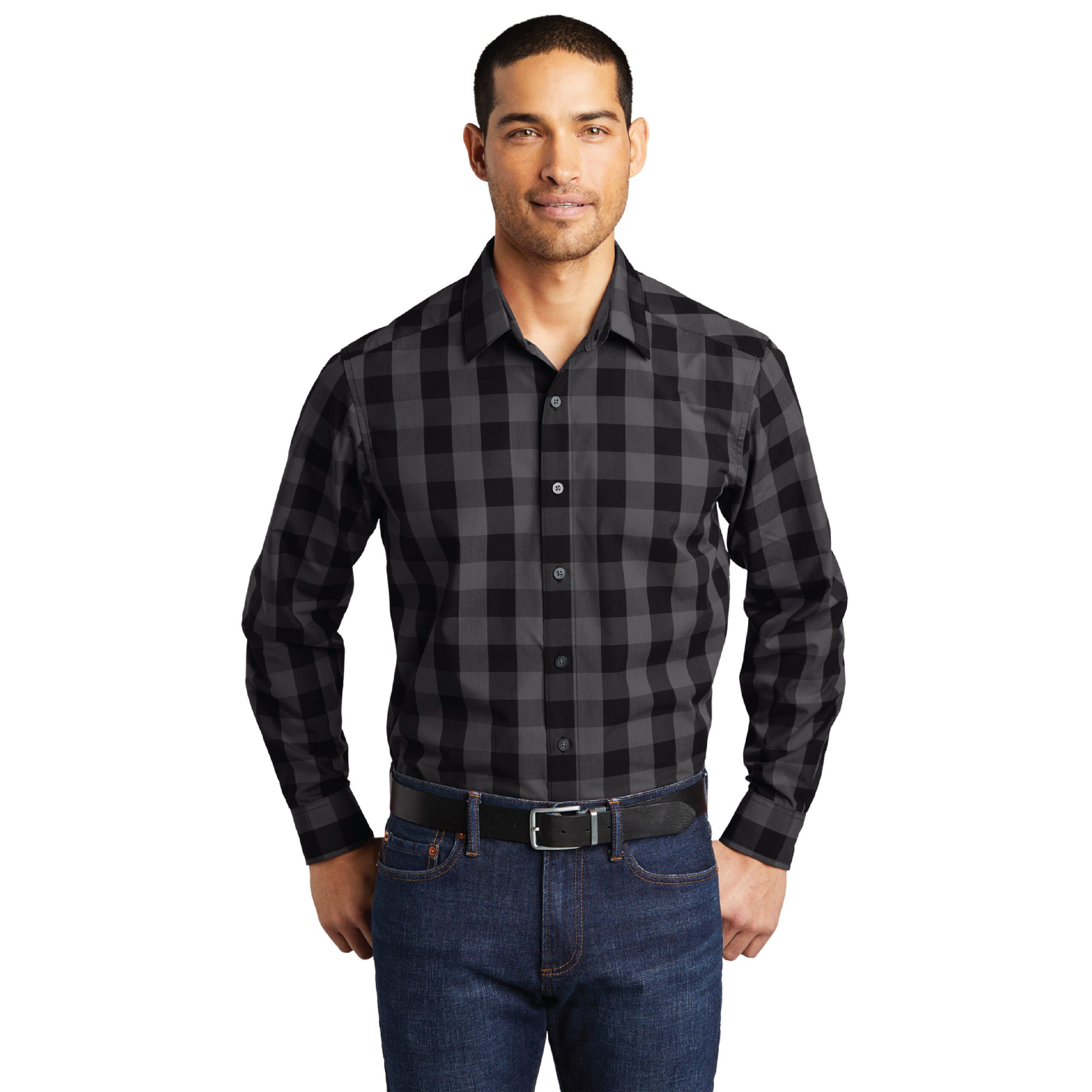 Port Authority® Everyday Plaid Shirt #W670 Black