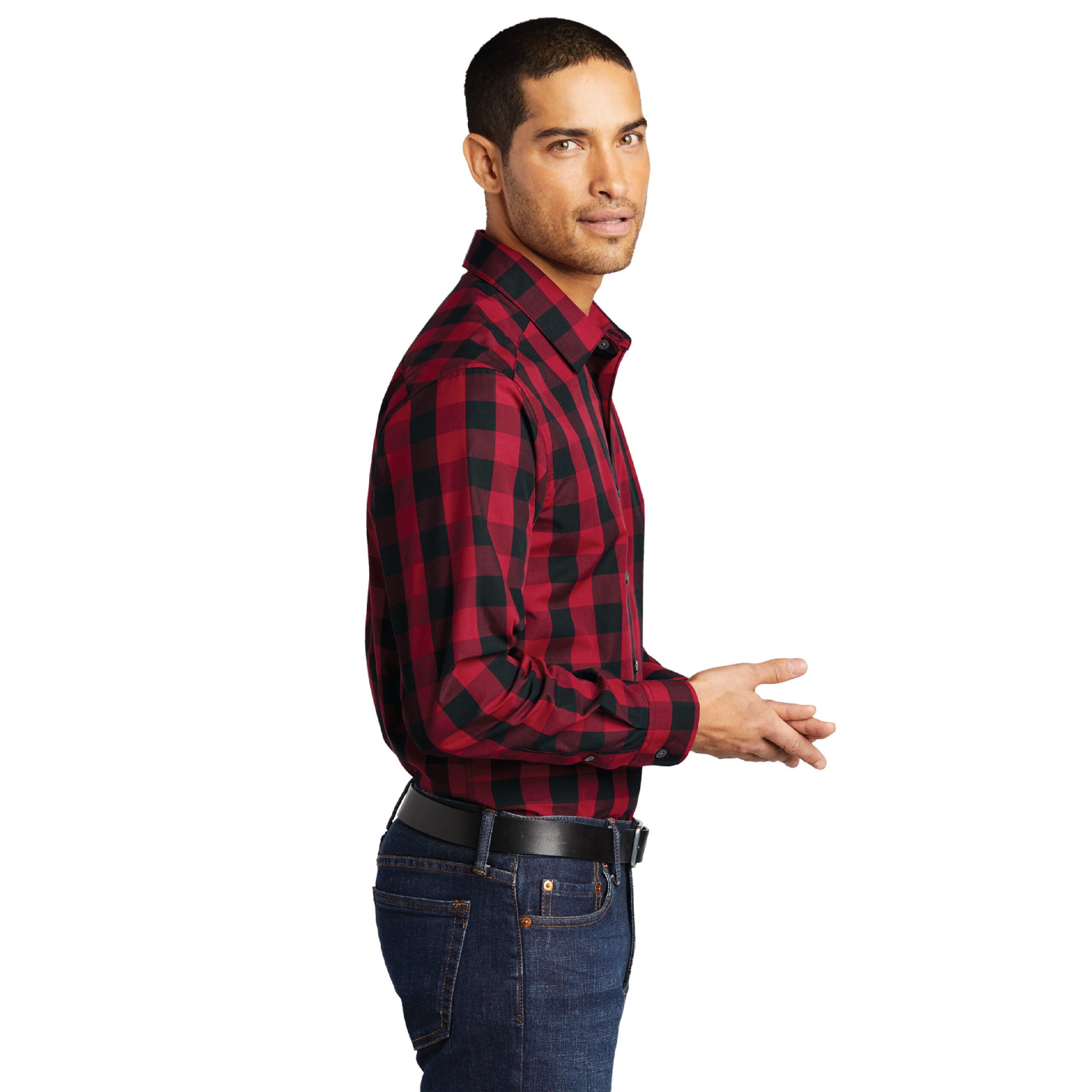 Port Authority® Everyday Plaid Shirt #W670 Red Side