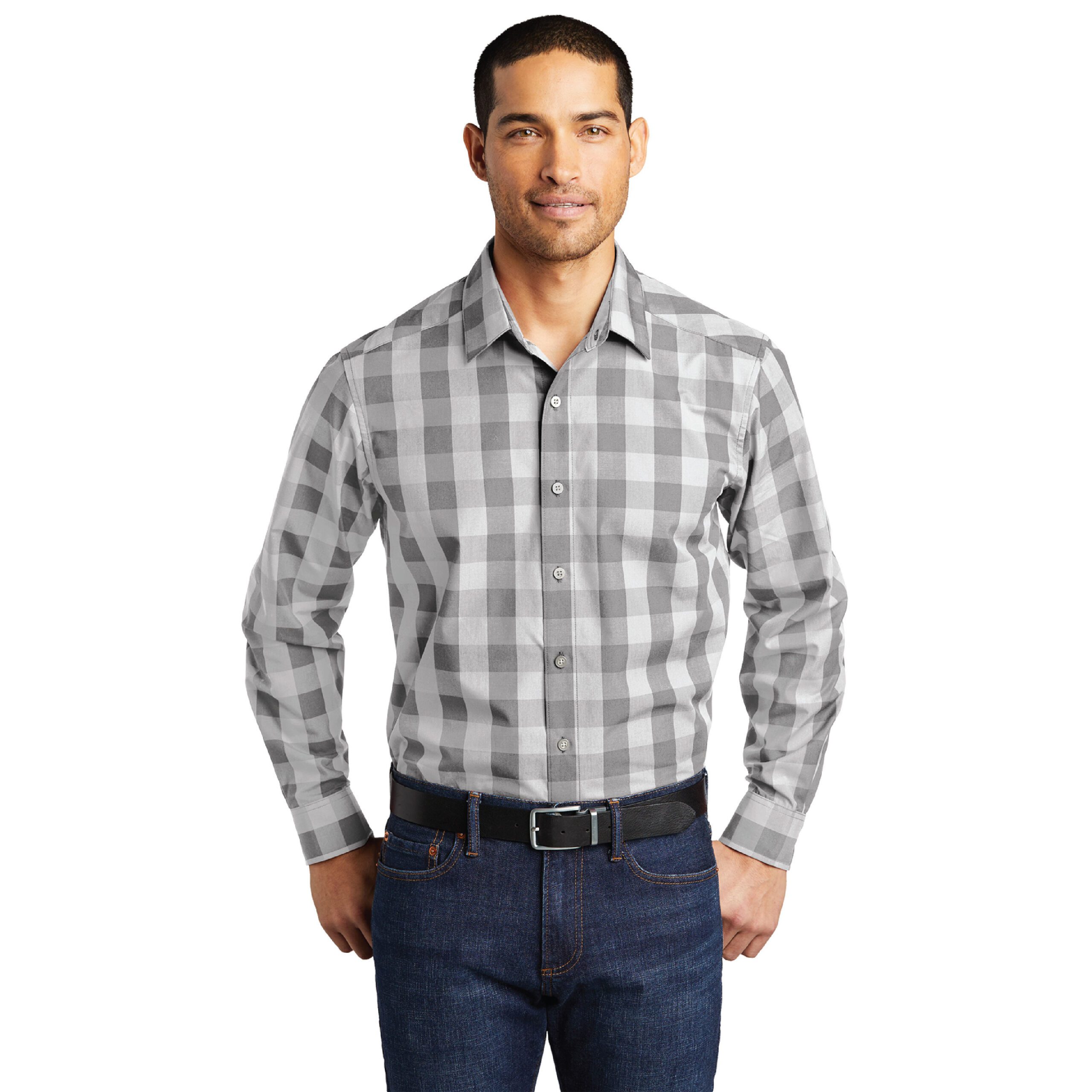 Port Authority® Everyday Plaid Shirt #W670 Shadow Grey