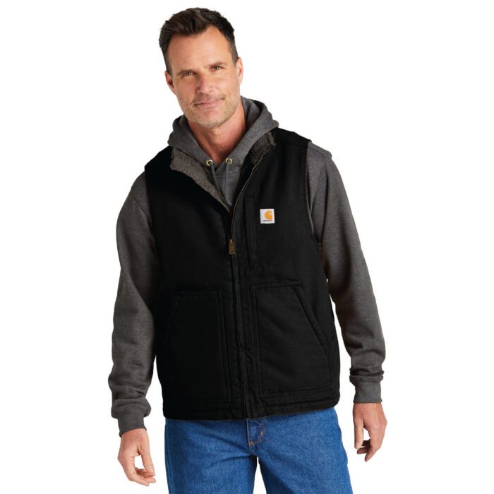 Carhartt® Sherpa-Lined Mock Neck Vest #CT104277 Black Front