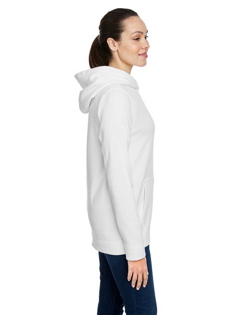 Under Armour Ladies Hustle Pullover Hooded Sweatshirt #1300261 White / Graphite Side