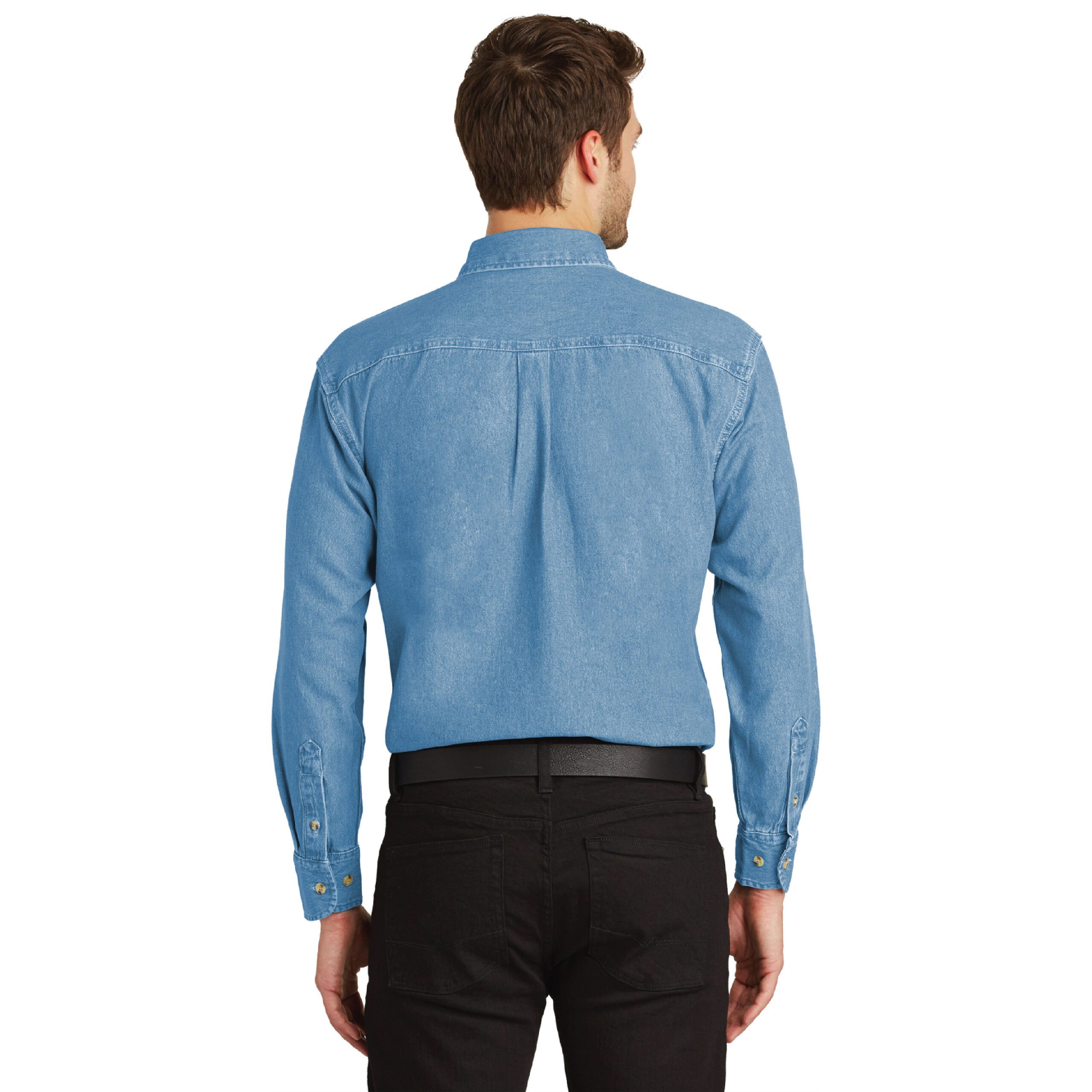 Port Authority® Long Sleeve Denim Shirt #S600 Faded Denim Back