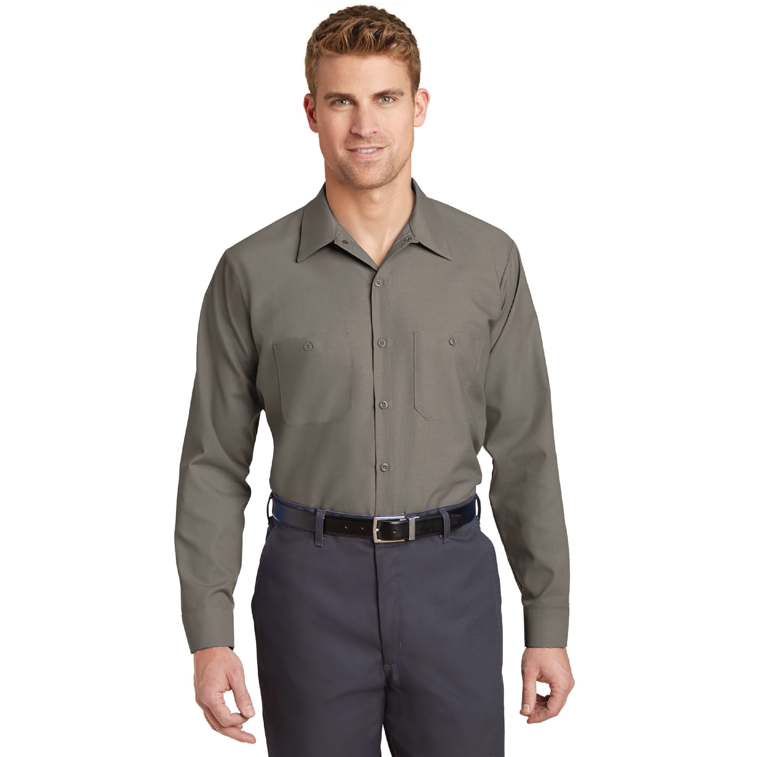 Red Kap® Long Sleeve Industrial Work Shirt #SP14 Grey
