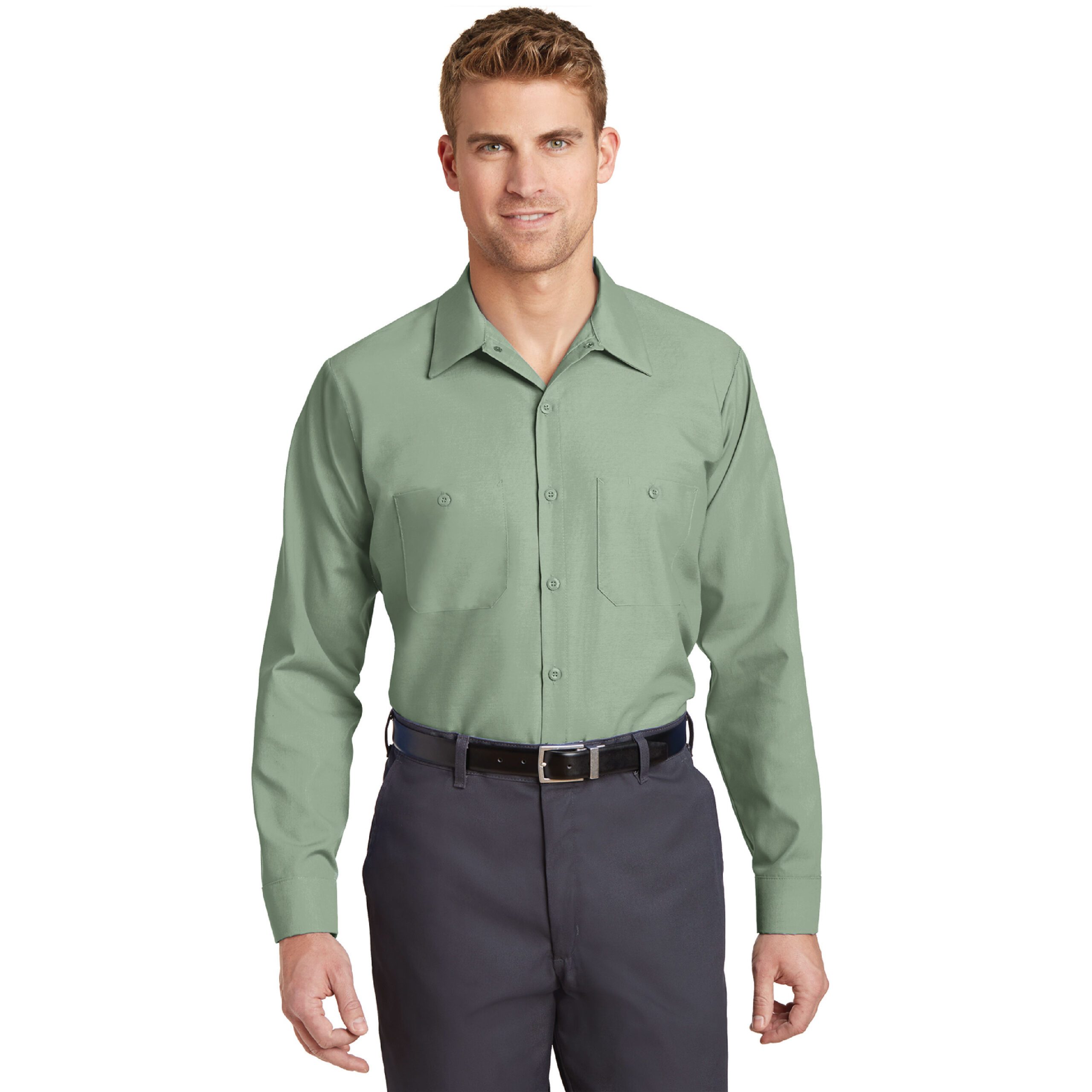 Red Kap® Long Sleeve Industrial Work Shirt #SP14 Light Green