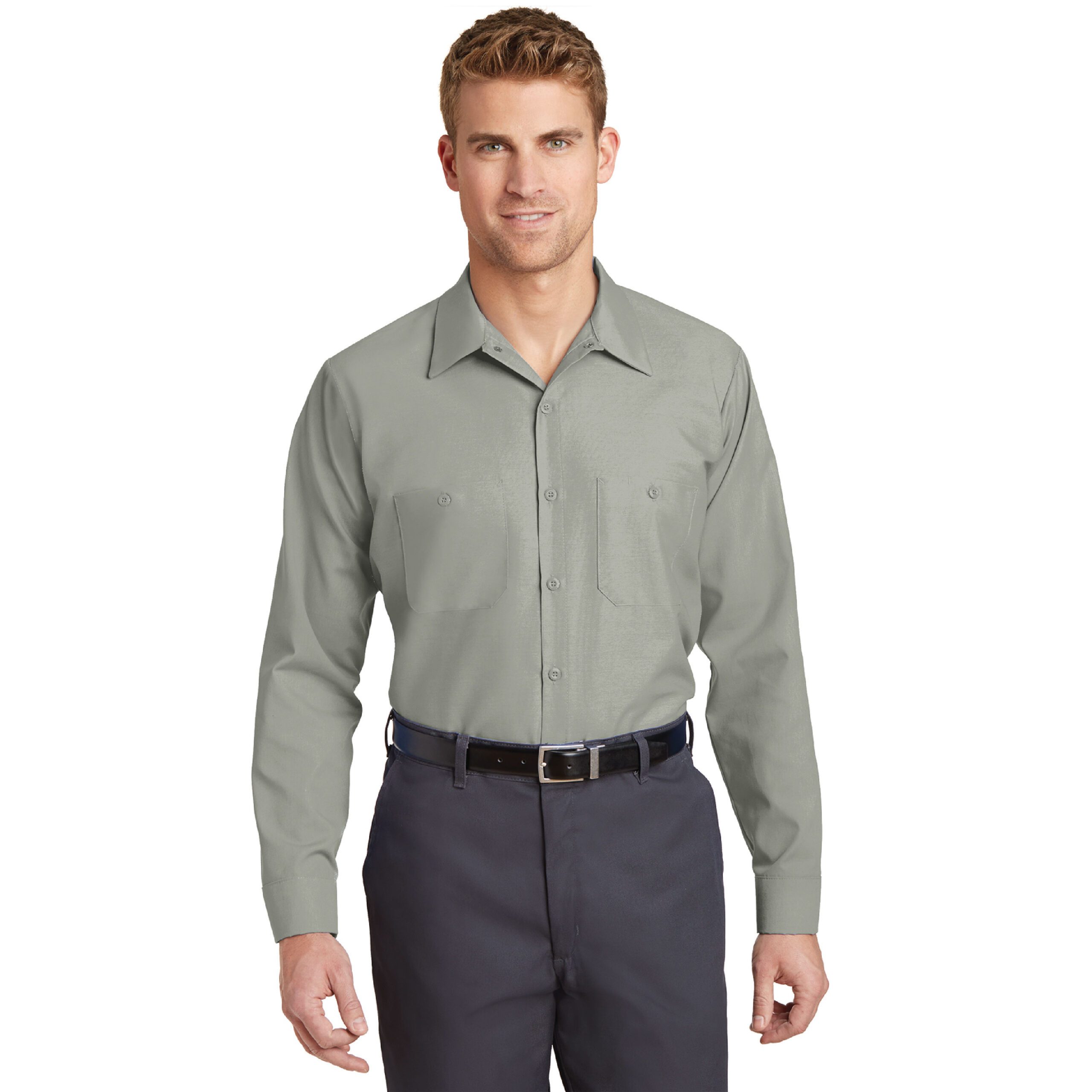Red Kap® Long Sleeve Industrial Work Shirt #SP14 Light Grey