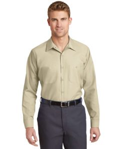 Red Kap® Long Sleeve Industrial Work Shirt #SP14 Light Tan Front