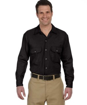 Dickies Men's 5.25 oz./yd² Long-Sleeve Work Shirt #574 Black Front
