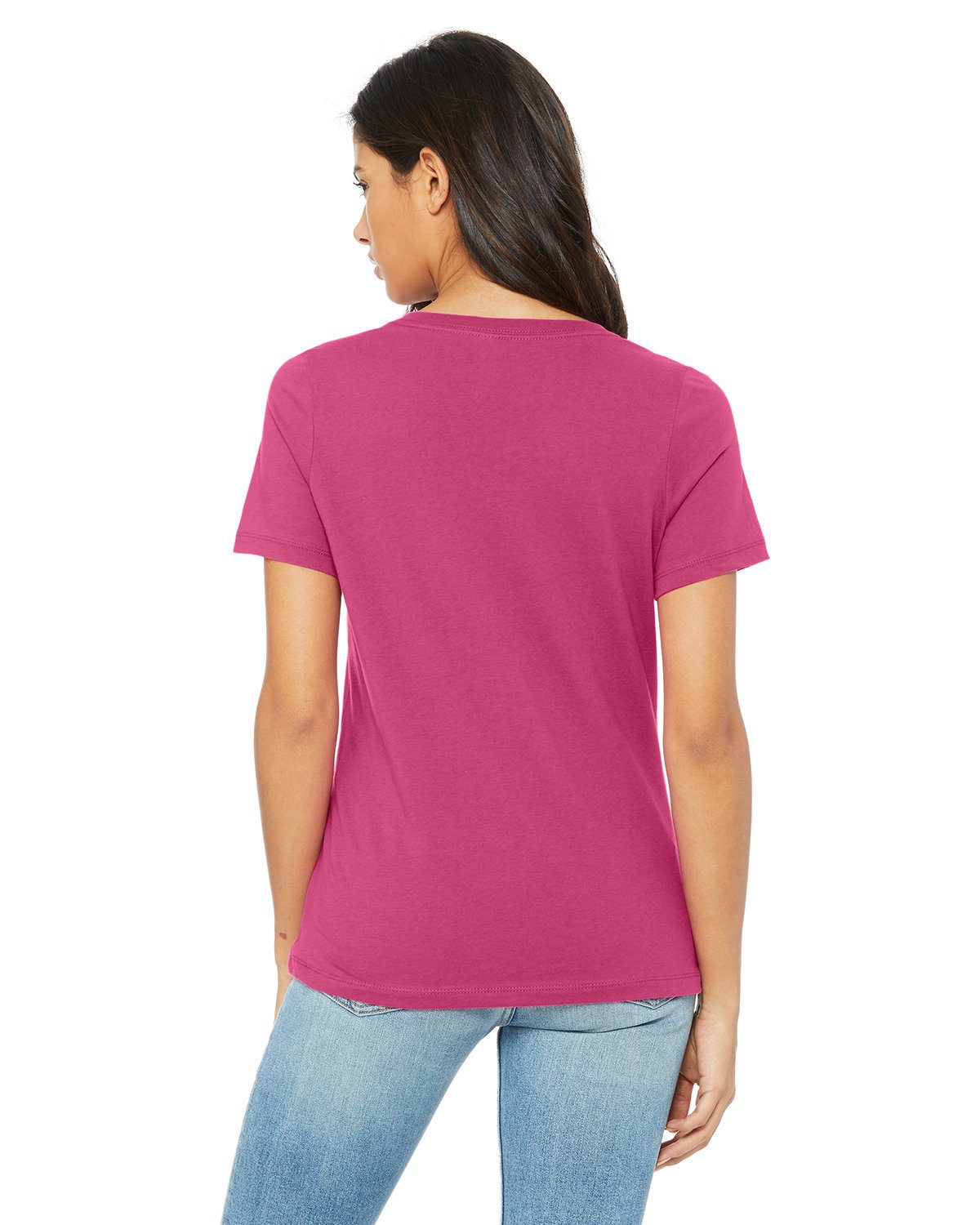 Bella + Canvas Ladies' Relaxed Jersey V-Neck T-Shirt #6405 Berry Back