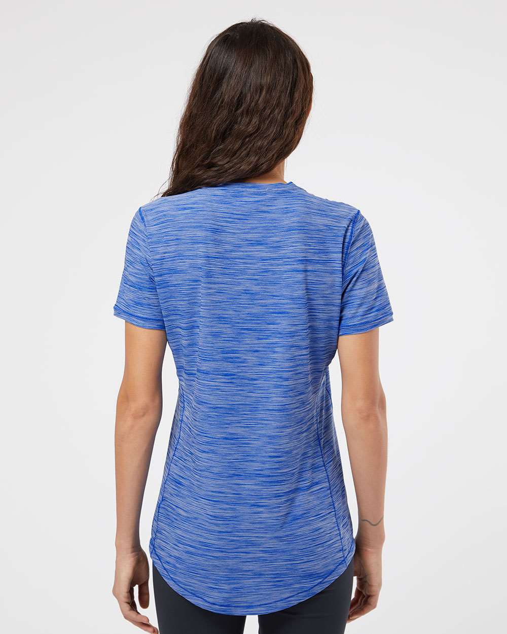 Adidas Women's Mèlange Tech V-Neck T-Shirt #A373 Collegiate Royal Melange Back