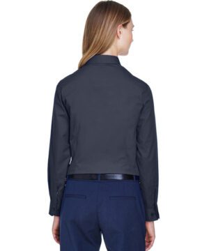 Core 365 Ladies' Operate Long-Sleeve Twill Shirt #78193 Carbon Back