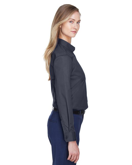 Core 365 Ladies' Operate Long-Sleeve Twill Shirt #78193 Carbon Side