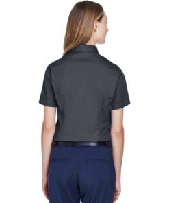 Core 365 Ladies' Optimum Short-Sleeve Twill Shirt #78194 Carbon Back
