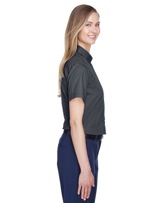 Core 365 Ladies' Optimum Short-Sleeve Twill Shirt #78194 Carbon Side