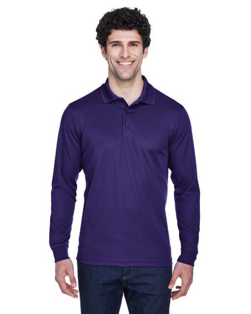 Core 365 Men's Pinnacle Performance Long-Sleeve Piqué Polo #88192 Purple Front