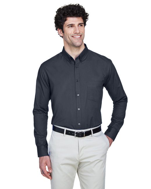 Core 365 Men's Operate Long-Sleeve Twill Shirt #88193 Carbon Front