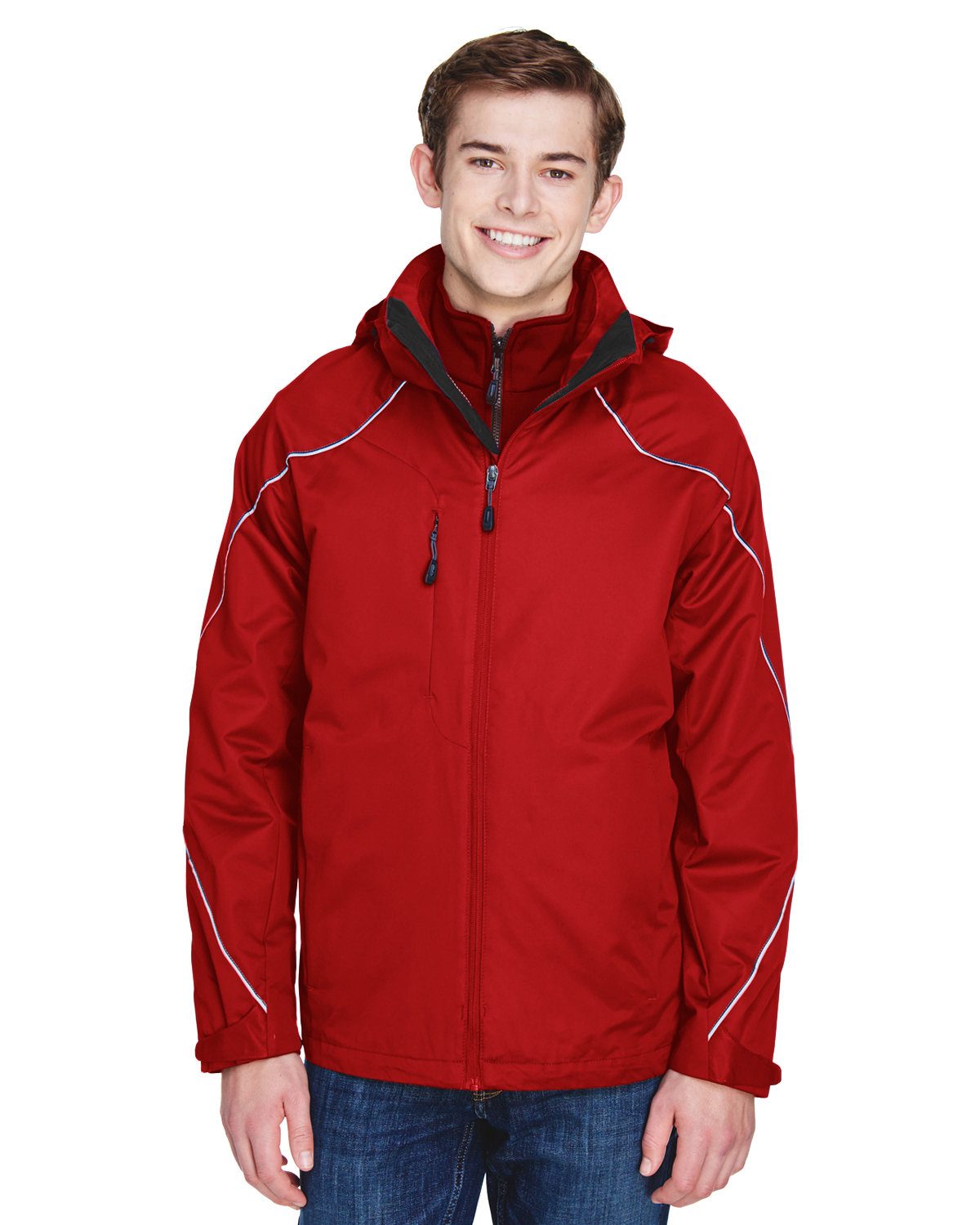 North End Men's Angle 3-in-1 Jacket with Bonded Fleece Liner #88196 Red