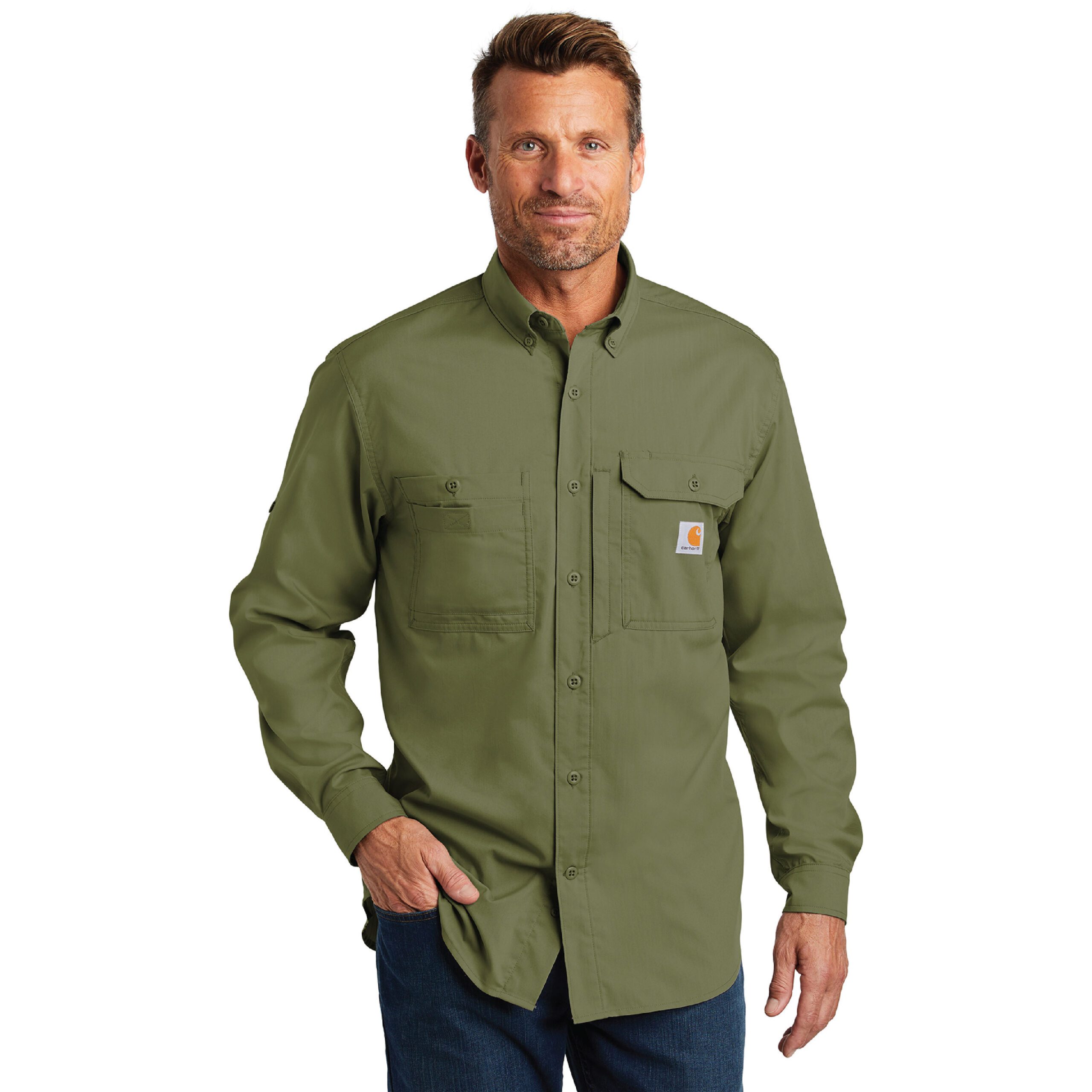 Carhartt Force® Ridgefield Solid Long Sleeve Shirt #CT102418 Burnt Olive