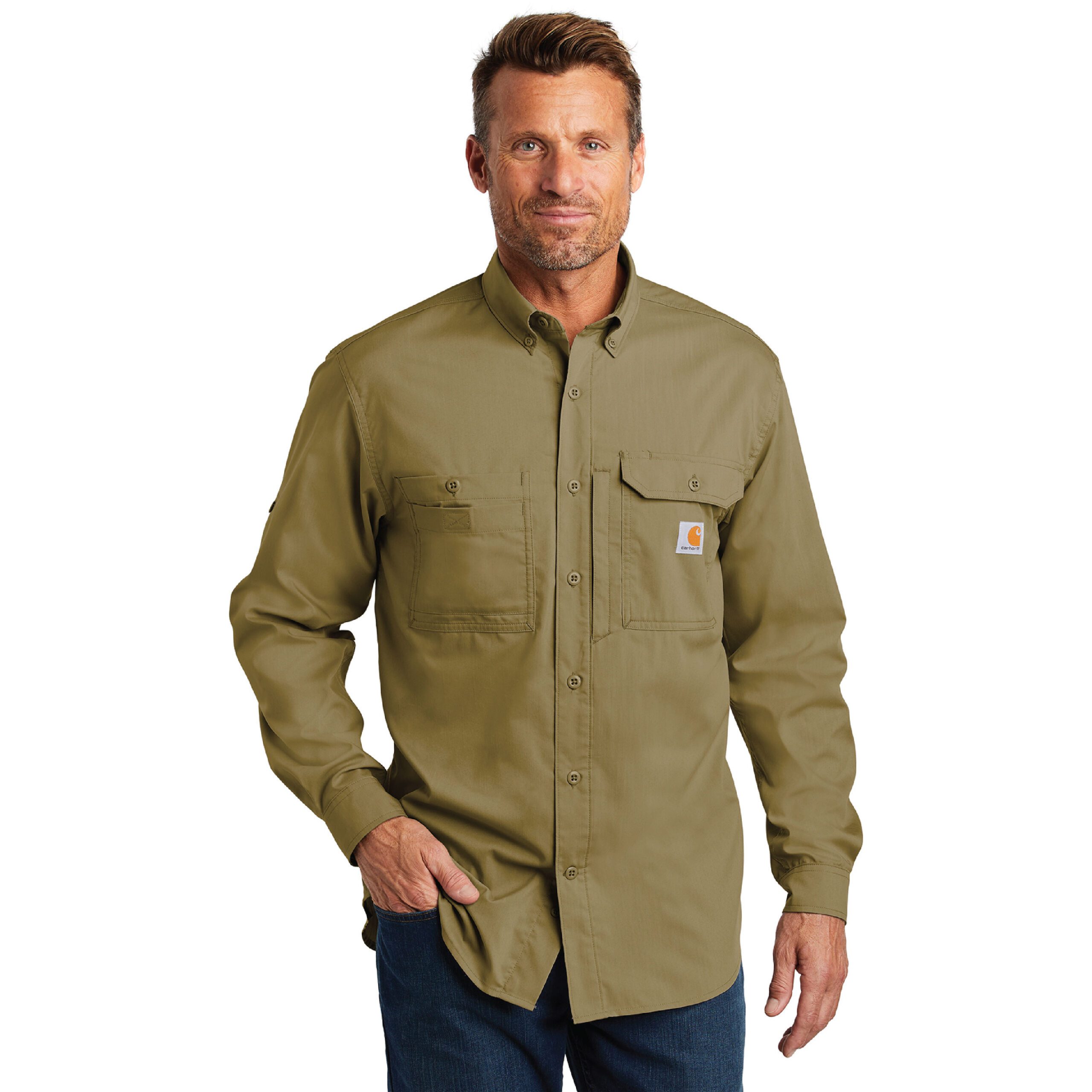Carhartt Force® Ridgefield Solid Long Sleeve Shirt #CT102418 Dark Khaki
